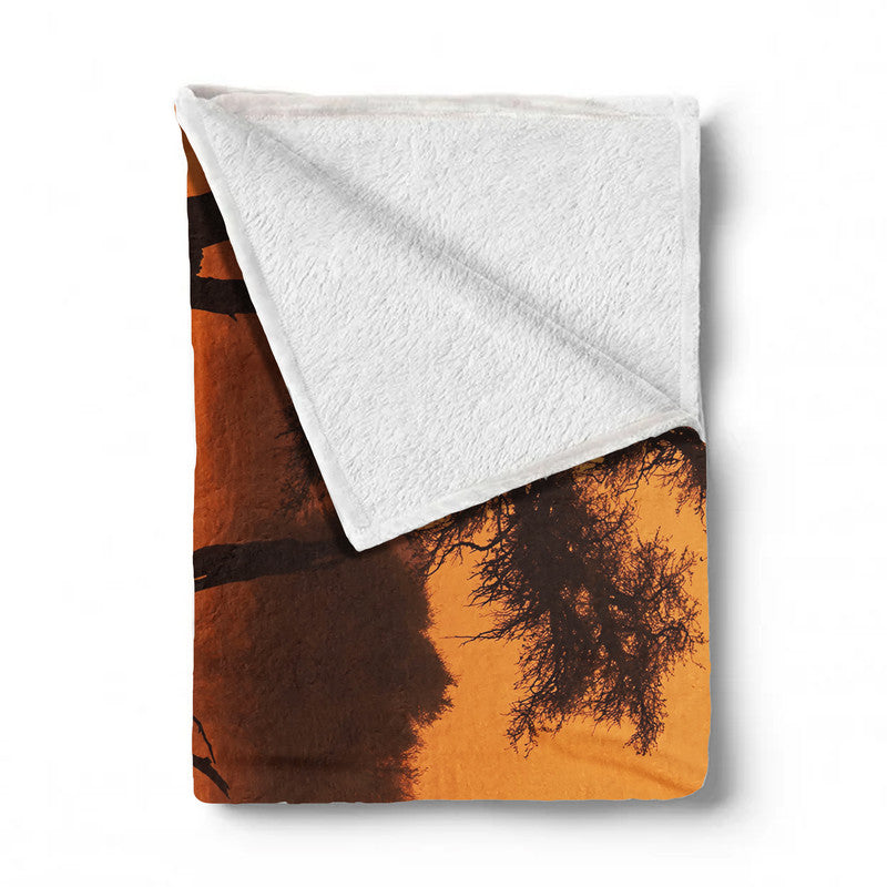 Sunset in the Kgalagadi Light Weigt Fleece Blanket By Fanie Heymans