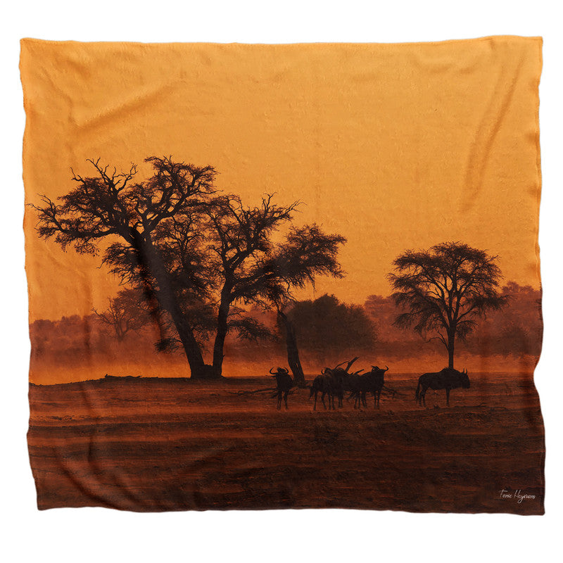 Sunset in the Kgalagadi Light Weigt Fleece Blanket By Fanie Heymans