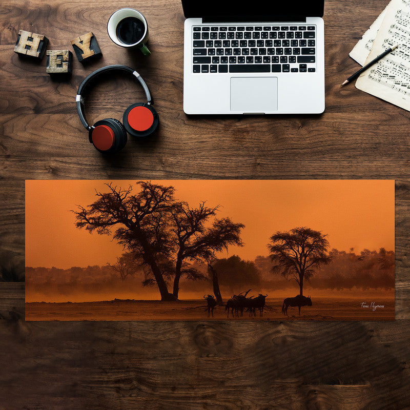 Sunset in the Kgalagadi Large Desk Pad By Fanie Heymans