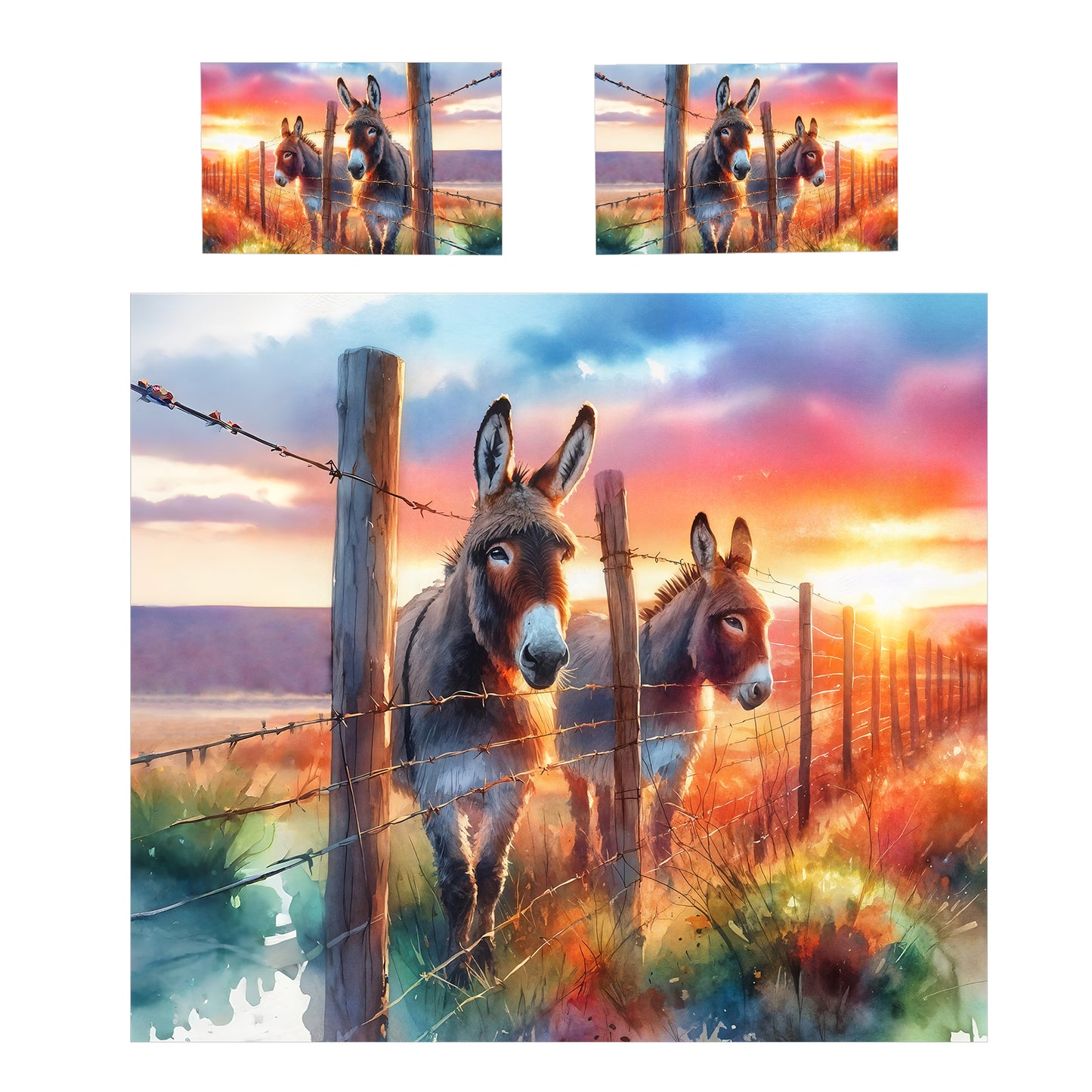 Sunset Donkeys Duvet Cover Set