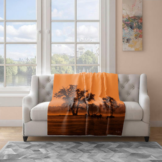 Sunset in the Kgalagadi Light Weight Fleece Blanket By Fanie Heymans