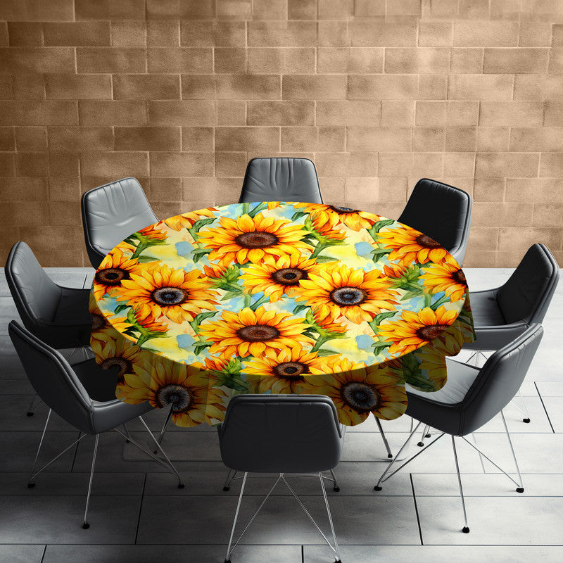 Sunshine on Sunflowers Round Tablecloth