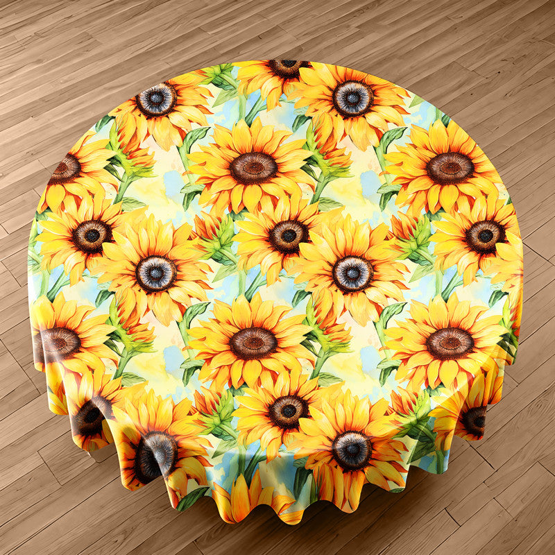 Sunshine on Sunflowers Round Tablecloth
