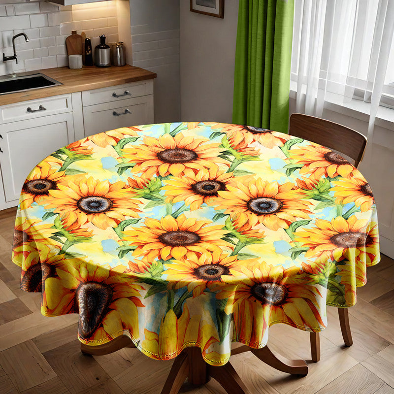 Sunshine on Sunflowers Round Tablecloth