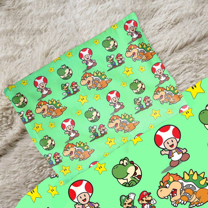 Super Mario And Friends Green Cot Set