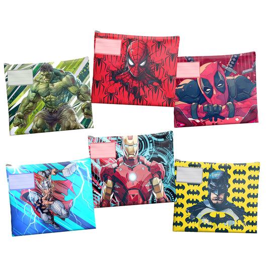 Superhero All-Stars Subject Savvy Book Bags Set of 6
