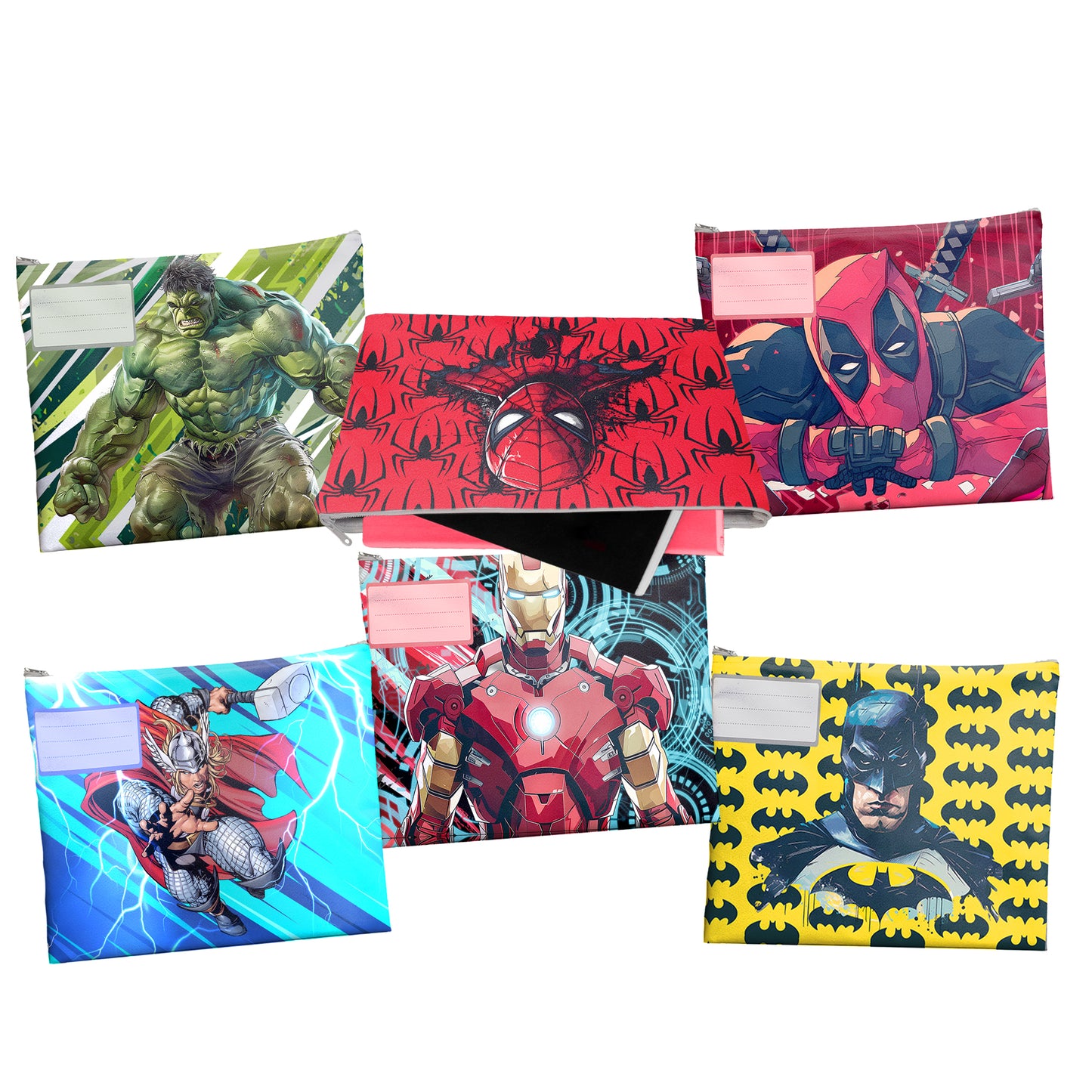 Superhero All-Stars Subject Savvy Book Bags Set of 6