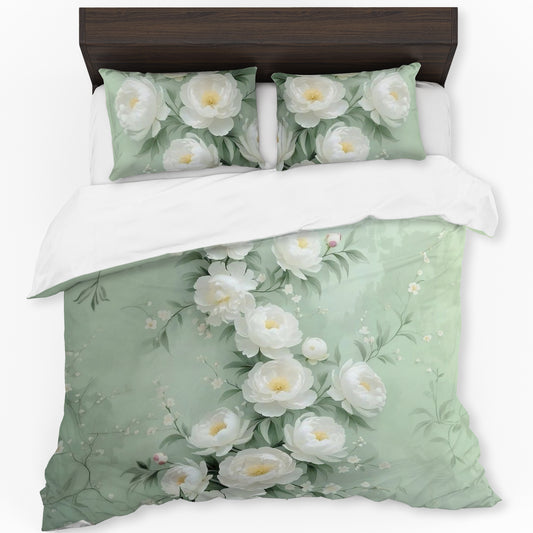 Superior White Rose Duvet Cover Set