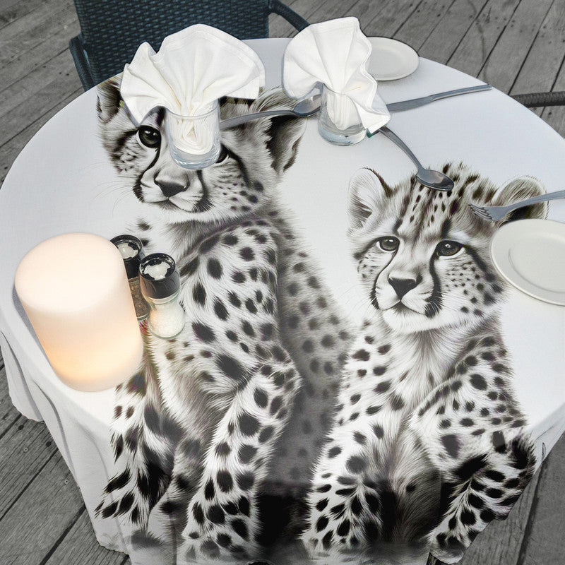 Swift Beginnings Cheeta Babies Round Tablecloth by Nathan Pieterse