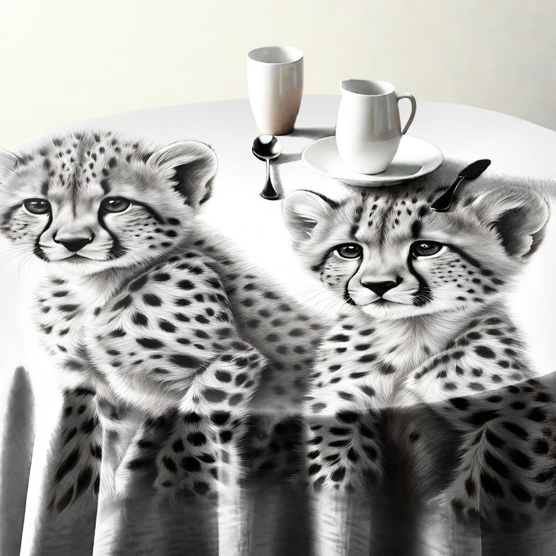 Swift Beginnings Cheeta Babies Round Tablecloth by Nathan Pieterse
