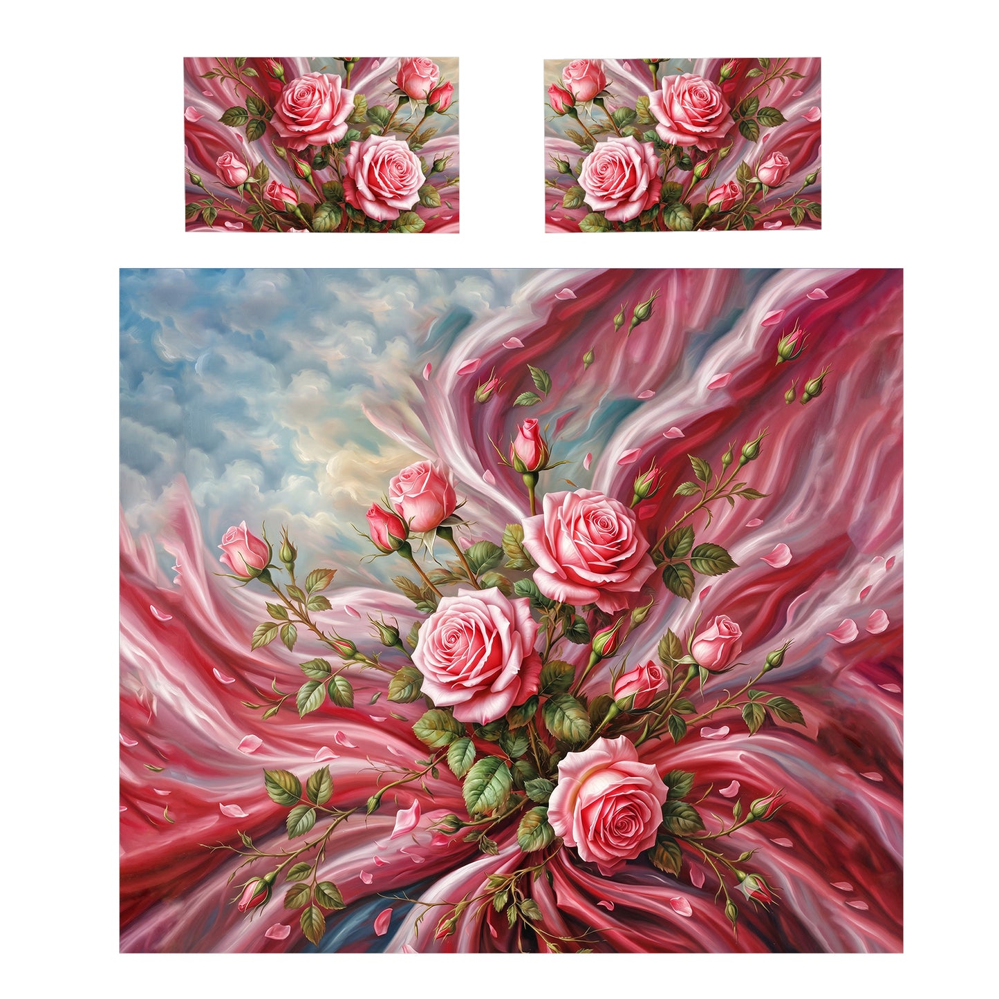 Swirling Rose Duvet Cover Set