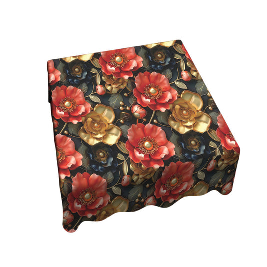 Tangerine on Black Square Tablecloth