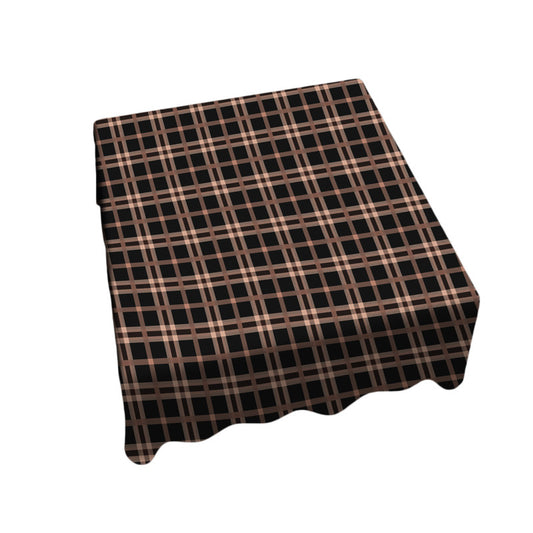 Tartan Black And Brown Pattern Square Tablecloth