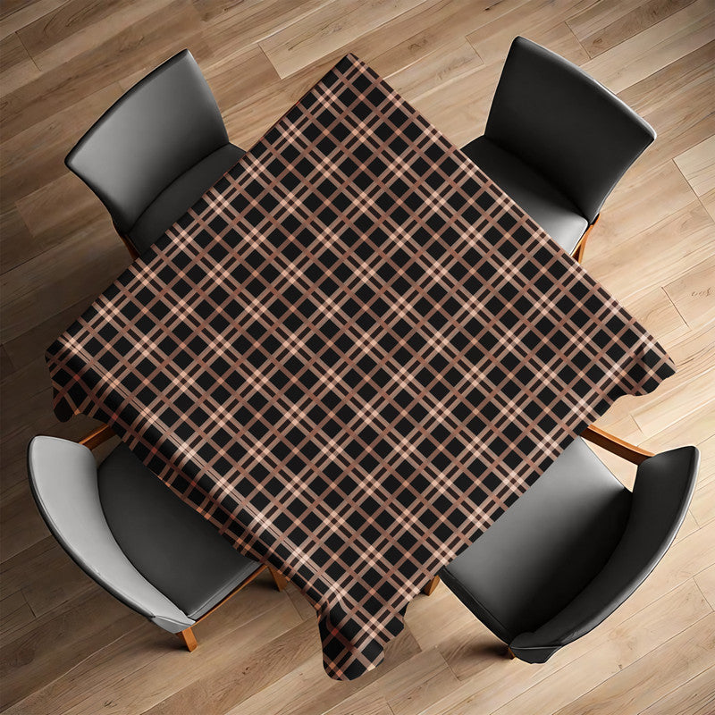 Tartan Black And Brown Pattern Square Tablecloth