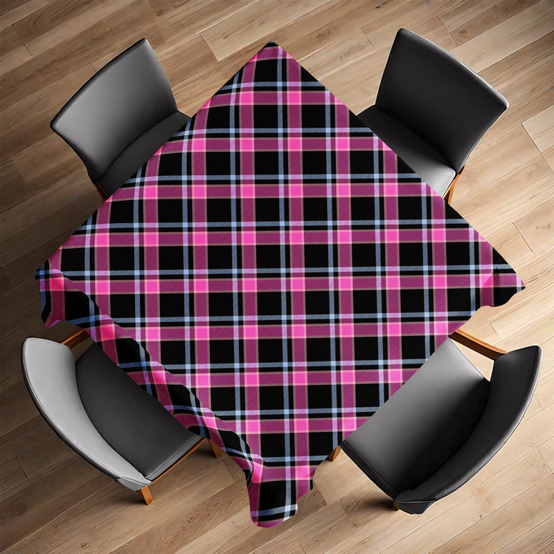 Tartan Diamond Black Pink Square Tablecloth