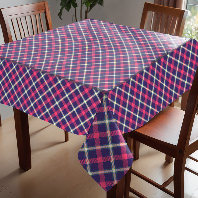 Tartan Diamond Red Navy Blue Square Tablecloth
