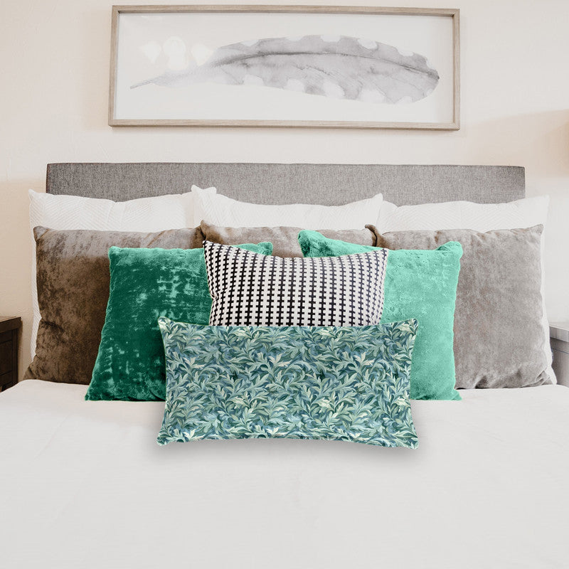 Teal Leaves Oblong Luxury Scatter