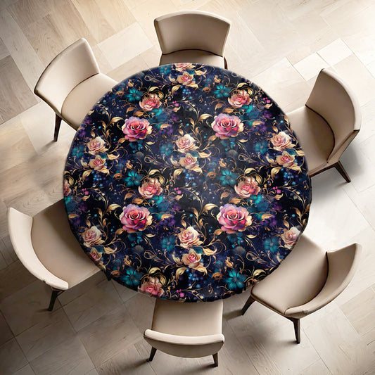 Teal Whispers Round Tablecloth