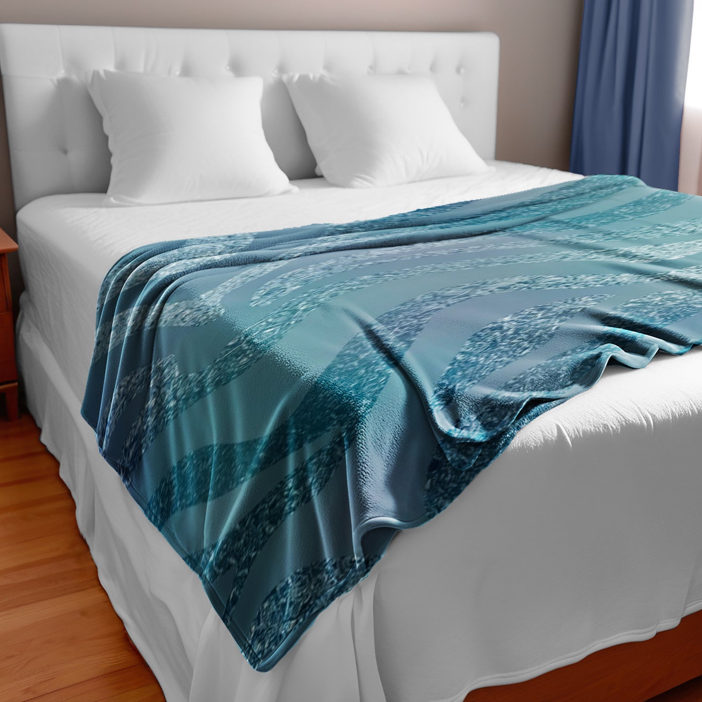 Teal Shimmer Light Bed Throw
