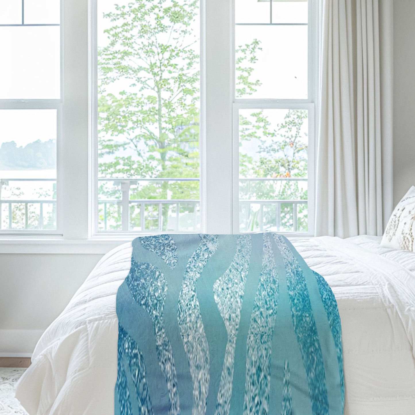 Teal Shimmer Light Bed Throw