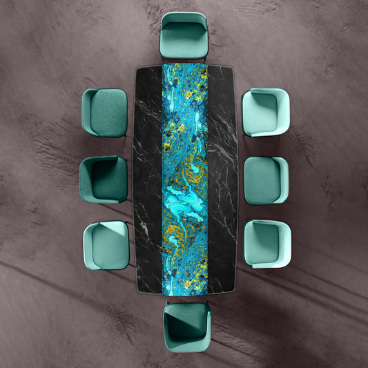 Teal Swirls Table Runner