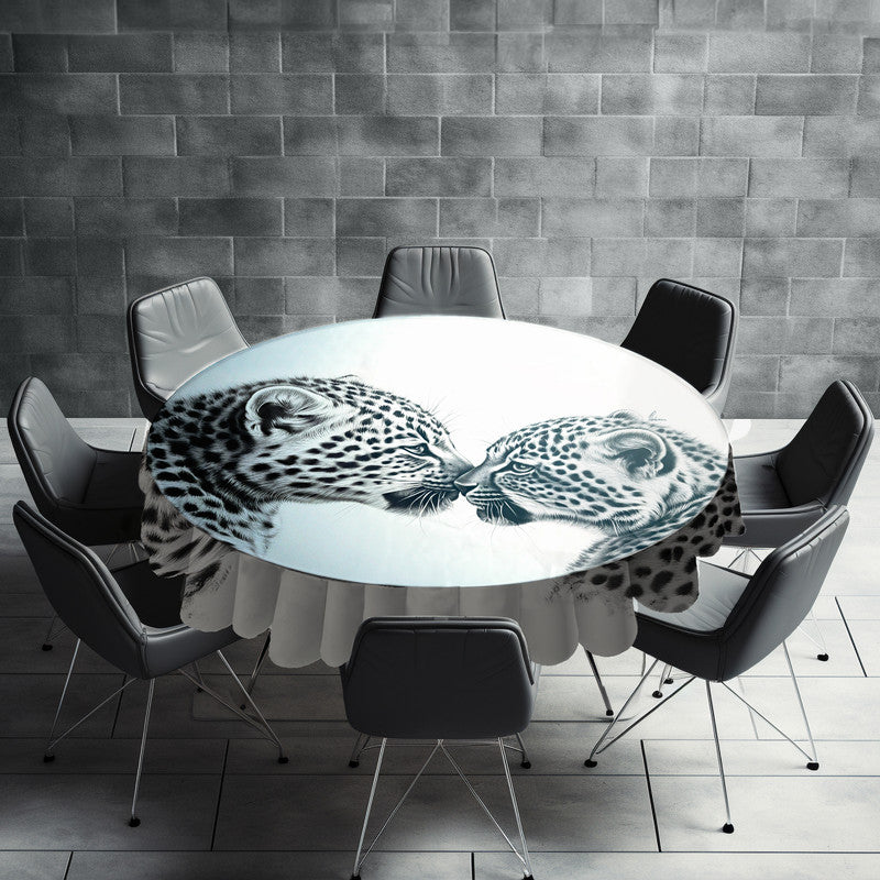 Tender Whiskers Leopard Babies Round Tablecloth by Nathan Pieterse