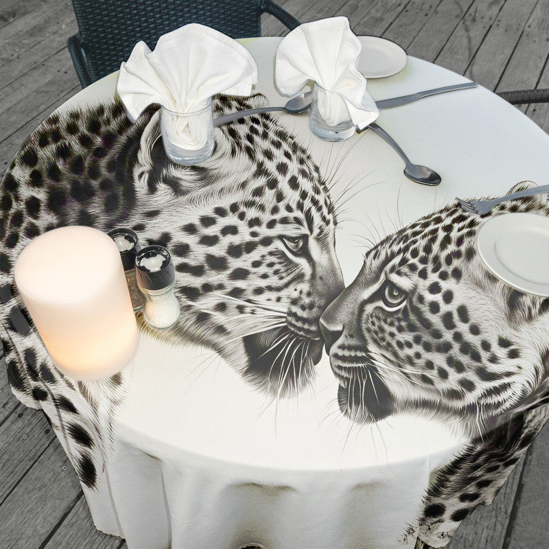 Tender Whiskers Leopard Babies Round Tablecloth by Nathan Pieterse