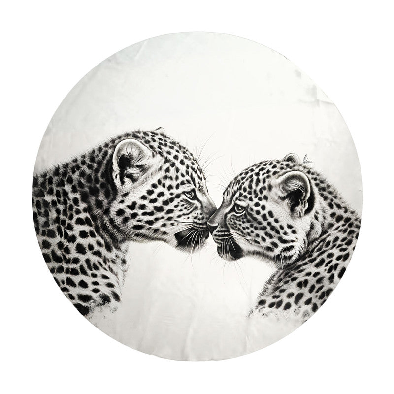 Tender Whiskers Leopard Babies Round Tablecloth by Nathan Pieterse