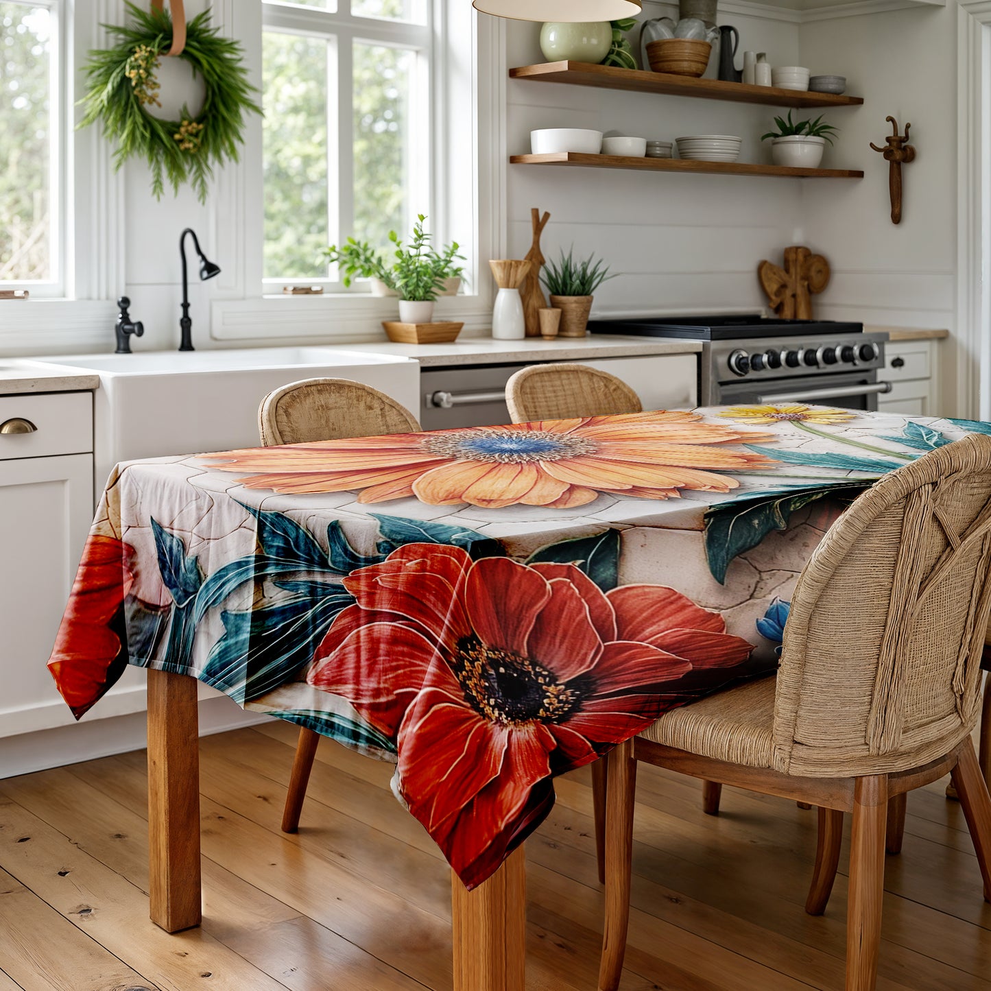 Terra Petals Rectangle Tablecloth