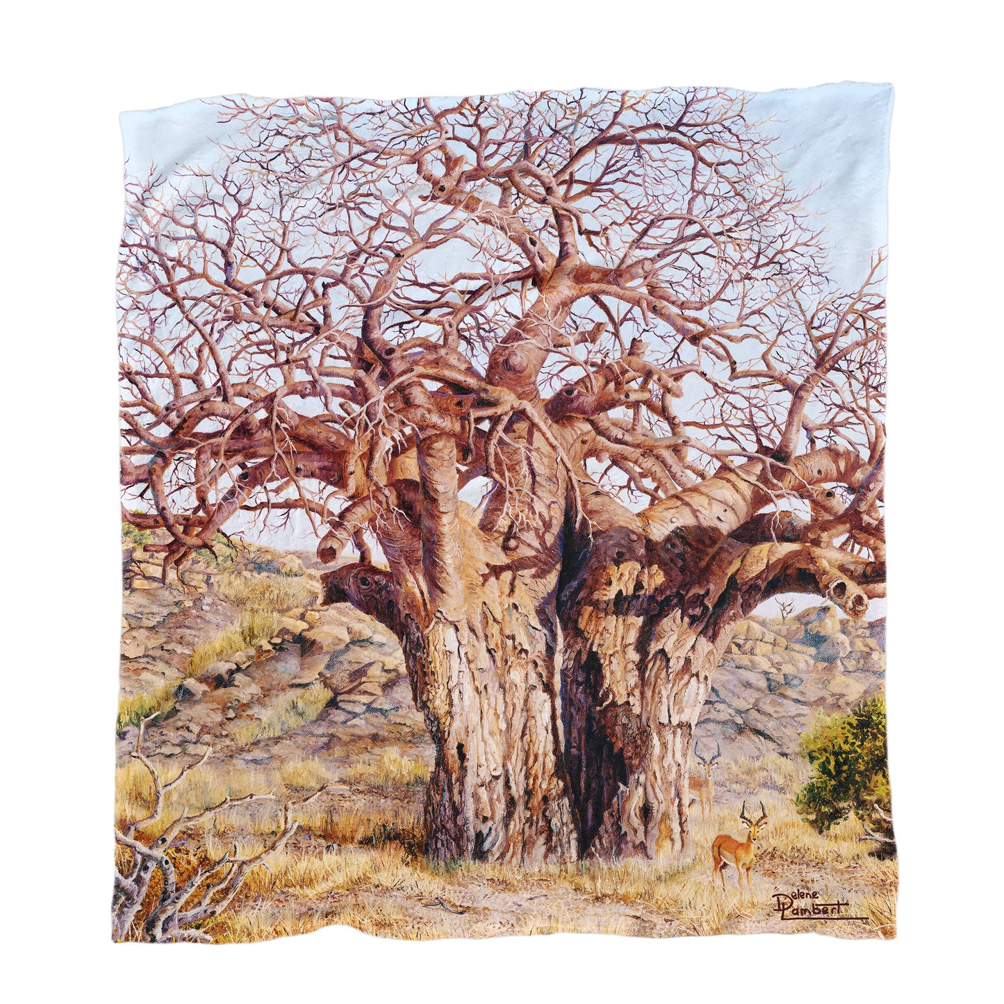 The Giant Baobab Light Weight Fleece Blanket by Delene Lambert