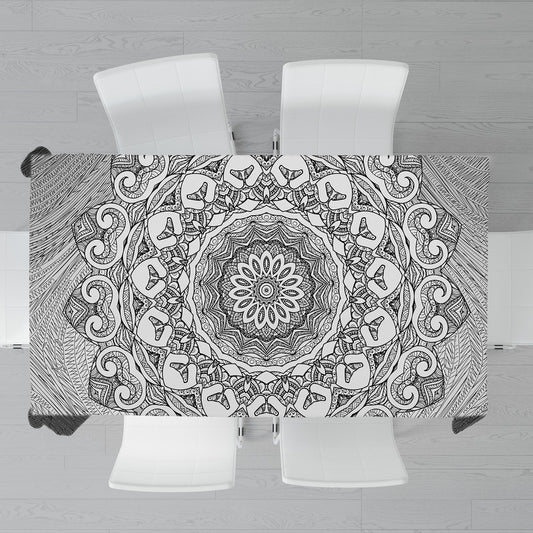 The Lotus Within Black Grey Rectangle Tablecloth