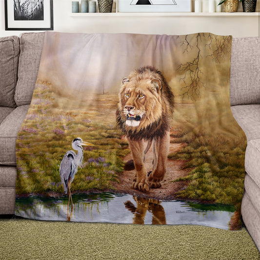 The King Pause Light Weight Fleece Blanket by Delene Lambert