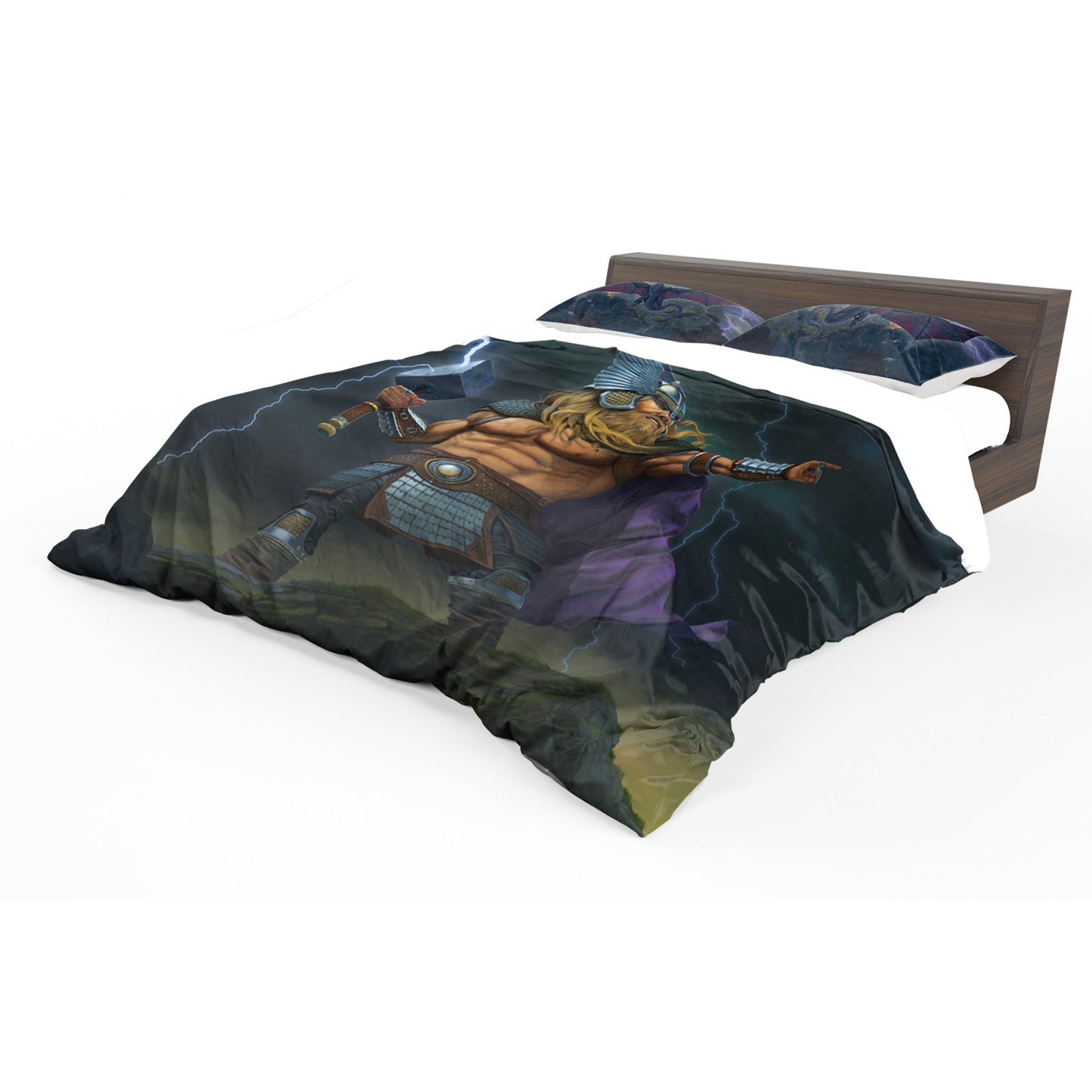Thor God of Thunder VS Thunder Dragon Duvet Cover Set By Vincent Hie