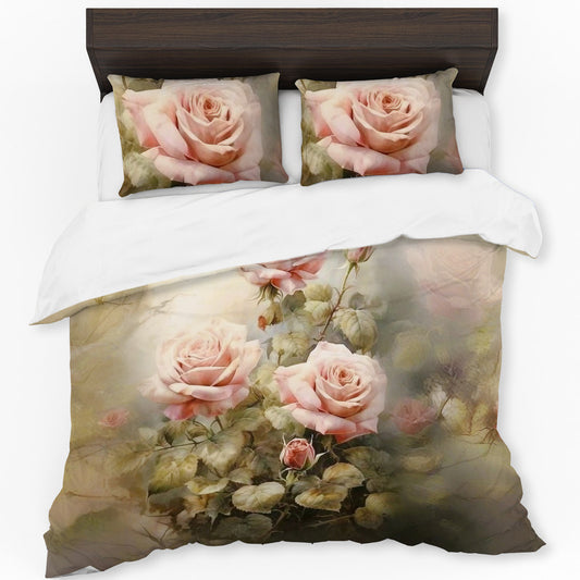 Timeless Pink Roses Duvet Cover Set