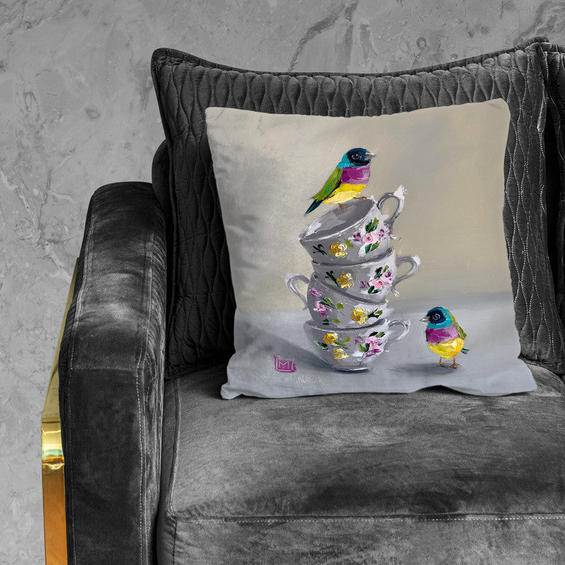 Tiny Sparrow Tea Party Luxury Scatter by Juanette Menderoi