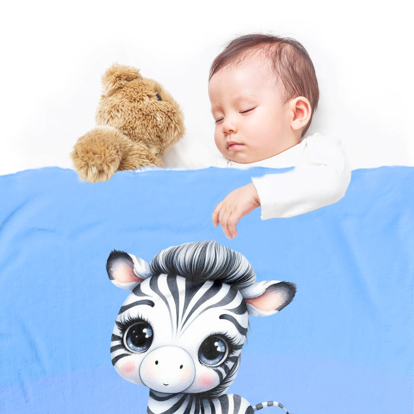 Tiny Sleepy Zebra Minky Blanket