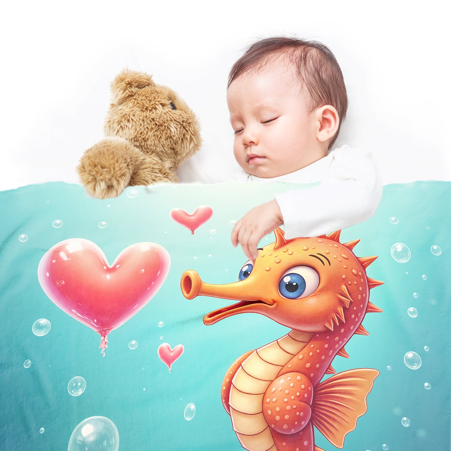 Tiny Tides Seahorse Minky Blanket