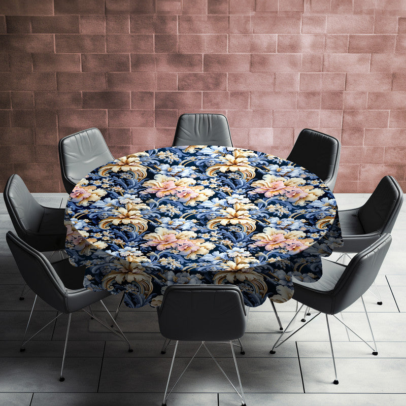 Touch Of Peach Floral Round Tablecloth