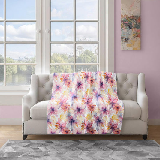Translucent Flowers Light Weight Fleece Blanket