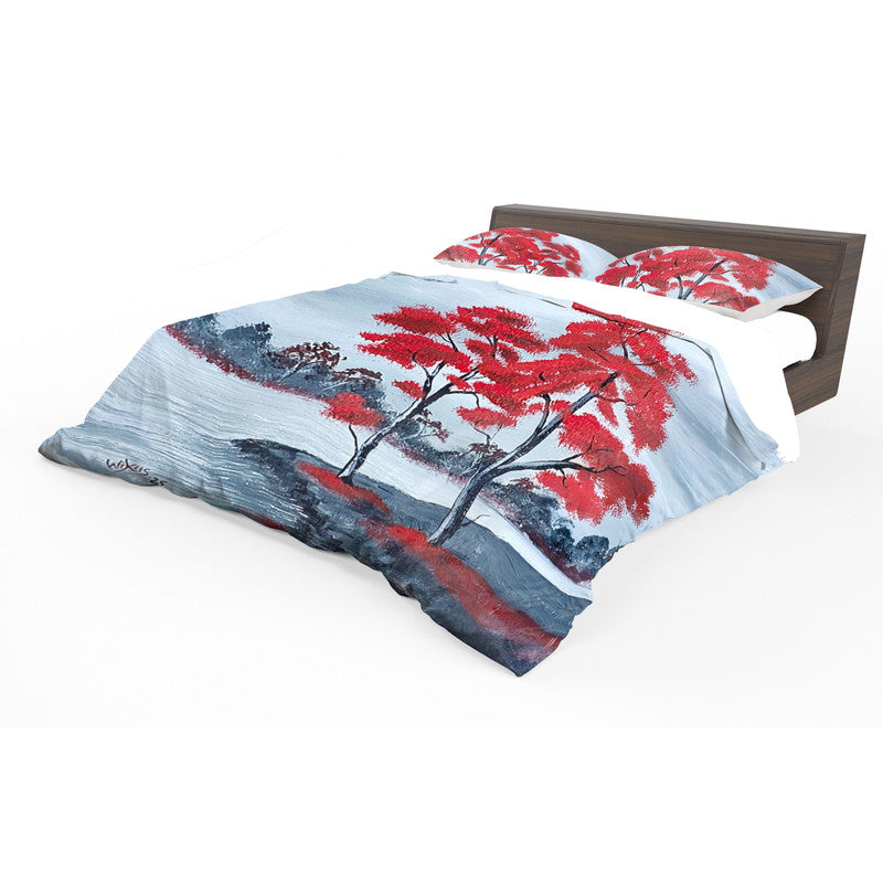 Tree Red Leaves Duvet Cover Set by Wikus Hattingh