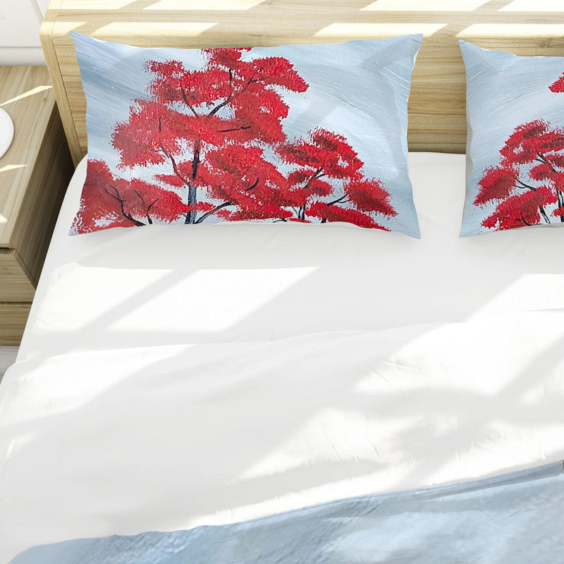 Tree Red Leaves Duvet Cover Set by Wikus Hattingh