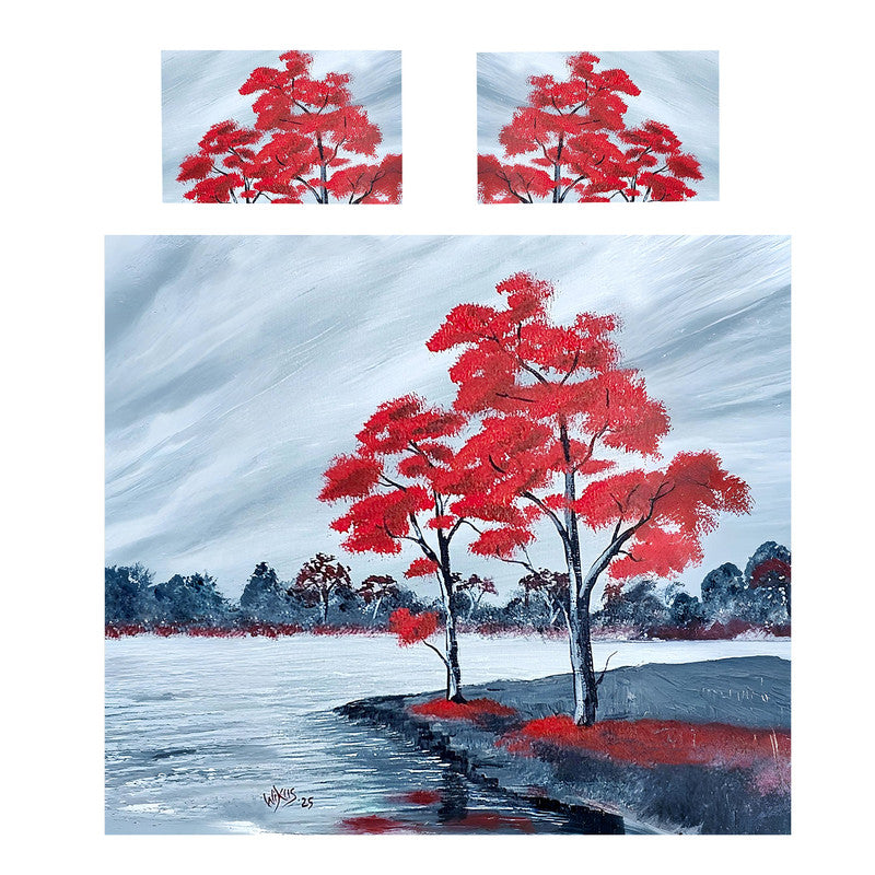 Tree Red Leaves Duvet Cover Set by Wikus Hattingh