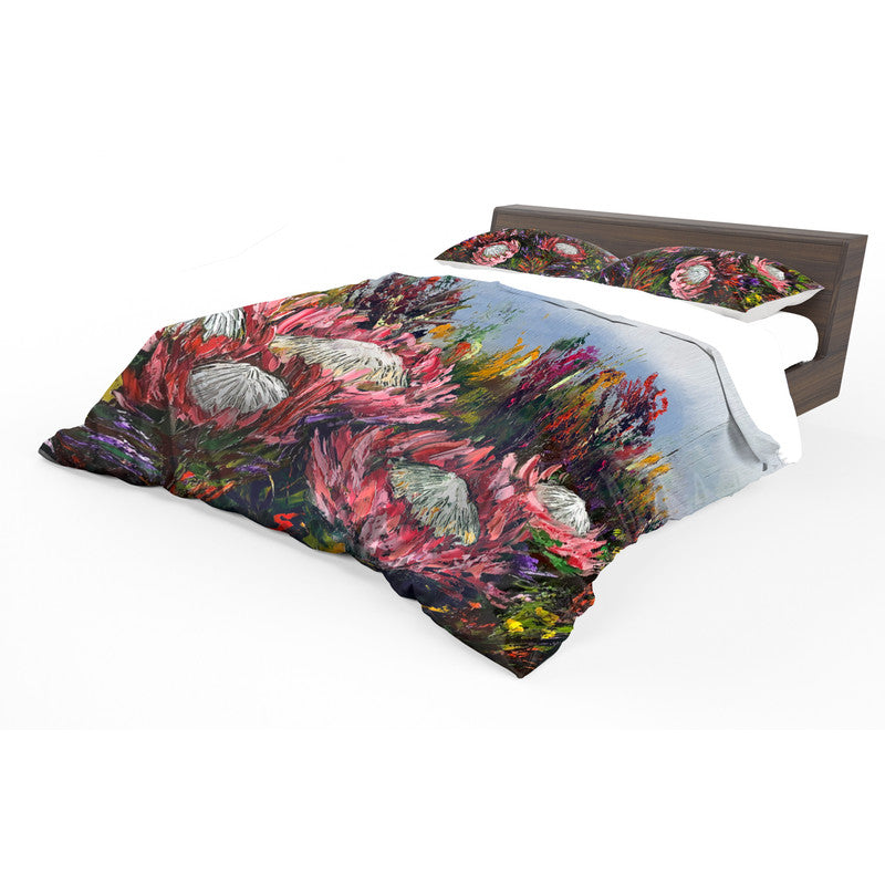 Triple King Protea Mix By Juanette Menderoi Duvet Cover Set