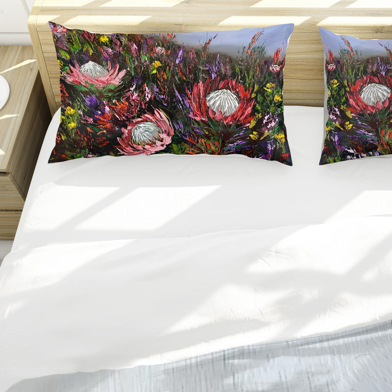 Triple King Protea Mix By Juanette Menderoi Duvet Cover Set