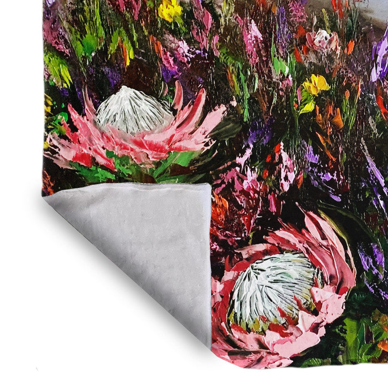 Tripple king protea Light Weigt Fleece Blanket By Juanette Menderoi