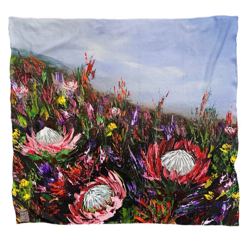 Tripple king protea Light Weigt Fleece Blanket By Juanette Menderoi