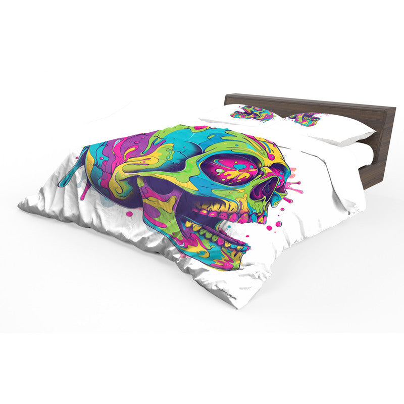 Trippy Cartoon Skull Duvet Cover Set by Wikus Schalkwyk