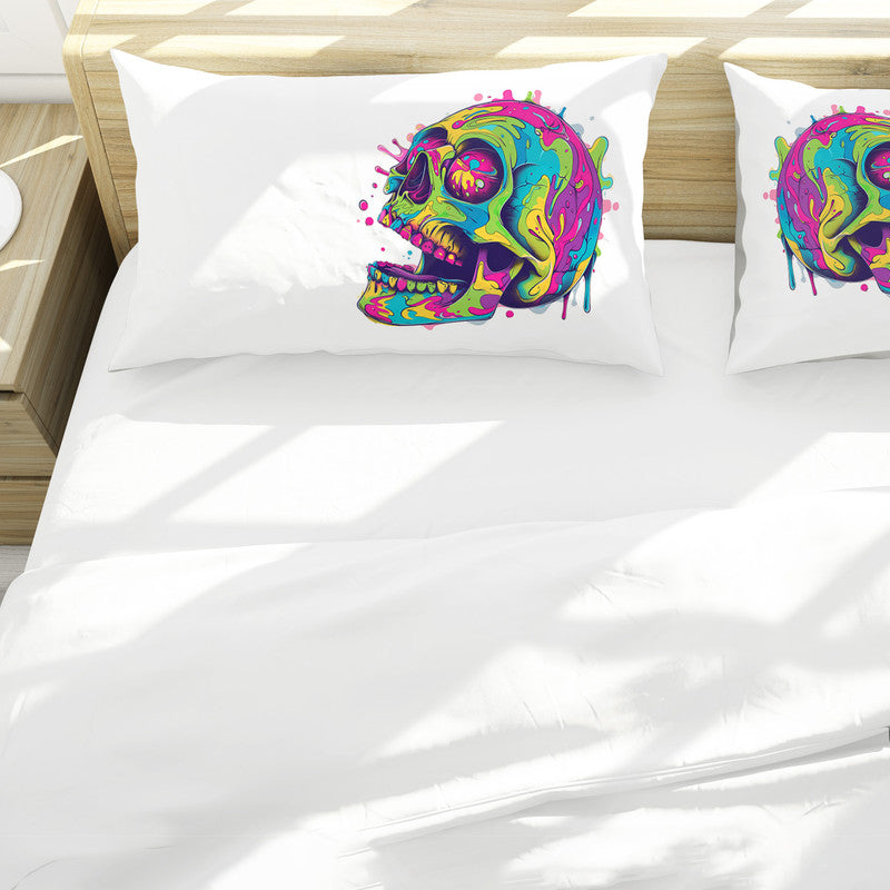 Trippy Cartoon Skull Duvet Cover Set by Wikus Schalkwyk