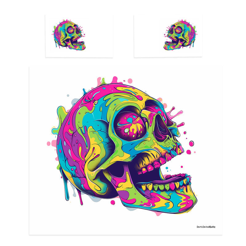 Trippy Cartoon Skull Duvet Cover Set by Wikus Schalkwyk