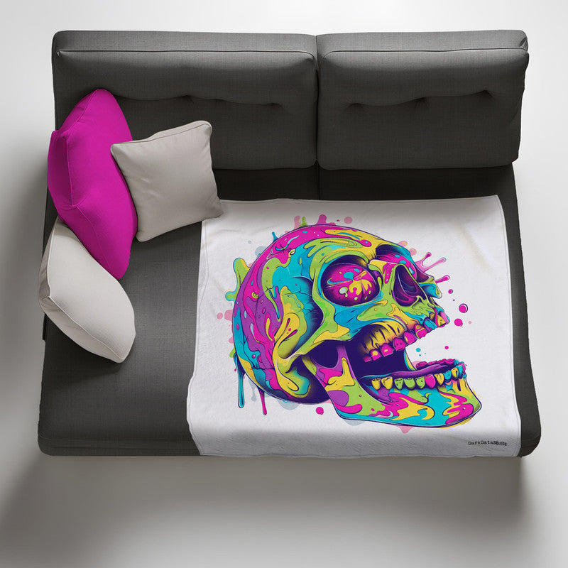 Trippy Cartoon Skull Light Weight Fleece by Wikus Schalkwyk
